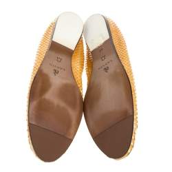 Pre Owned Lanvin Yellow Python Scrunch Smoking Slippers Size 40