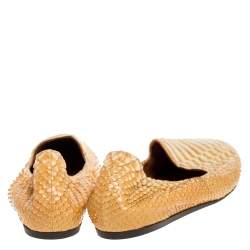 Pre Owned Lanvin Yellow Python Scrunch Smoking Slippers Size 40