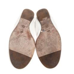 Pre Owned Lanvin White Leather Scrunch Ballet Flats Size 37.5