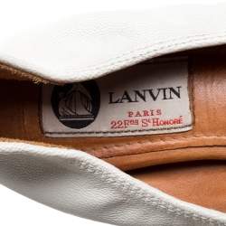 Pre Owned Lanvin White Leather Scrunch Ballet Flats Size 37.5