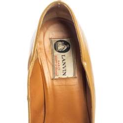 Pre Owned Lanvin Beige Patent Leather Wedges Pumps Size 37