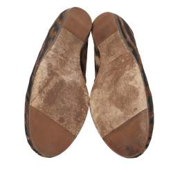 Lanvin Black/Brown Brocade Fabric Leopard Print Ballet Flats Size 39
