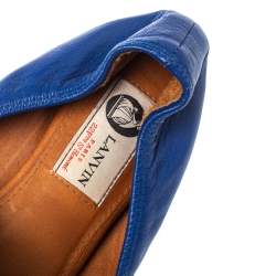 Pre Owned Lanvin Blue Leather Cap Toe Ballet Flats Size 39