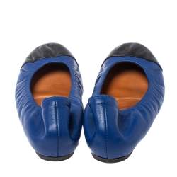 Pre Owned Lanvin Blue Leather Cap Toe Ballet Flats Size 39
