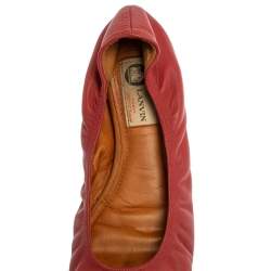 Pre Owned Lanvin Burnt Red Leather Ballet Flats Size 39.5