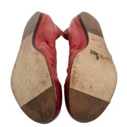 Pre Owned Lanvin Burnt Red Leather Ballet Flats Size 39.5