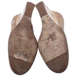 Pre Owned Lanvin Beige Leather Slip On Wedge Pumps Size 42
