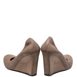 Pre Owned Lanvin Beige Leather Slip On Wedge Pumps Size 42