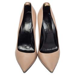 Pre Owned Lanvin Beige Leather Pointed Toe Pumps Size 40