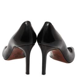 Pre Owned Lanvin Black Patent Leather Open Toe Pumps Size 39