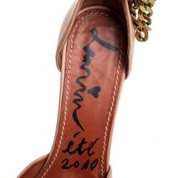 Pre Owned Lanvin Beige Leather Chain Ankle Strap D'orsay Platform Pumps Size 40