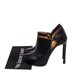 Pre Owned Lanvin Black Leather Ankle Boots Size 37