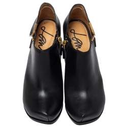 Pre Owned Lanvin Black Leather Ankle Boots Size 37