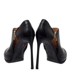 Pre Owned Lanvin Black Leather Ankle Boots Size 37