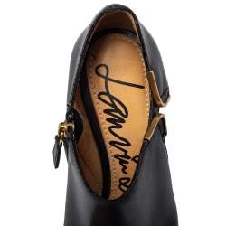 Pre Owned Lanvin Black Leather Ankle Boots Size 37