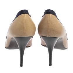 Pre Owned Lanvin Grey/Blue Fabric And Leather Pumps Size 38.5