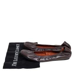 Pre Owned Lanvin Brown Leather Ballet Flats Size 38.5