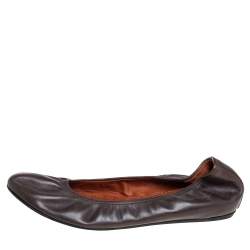 Pre Owned Lanvin Brown Leather Ballet Flats Size 38.5