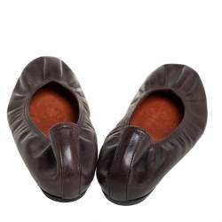 Pre Owned Lanvin Brown Leather Ballet Flats Size 38.5