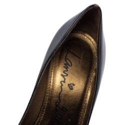 Pre Owned Lanvin Black Patent Leather Platform Pumps Size 37.5