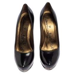 Pre Owned Lanvin Black Patent Leather Platform Pumps Size 37.5