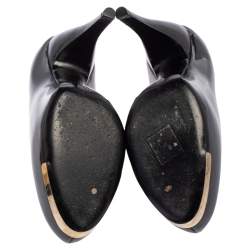 Pre Owned Lanvin Black Patent Leather Platform Pumps Size 37.5