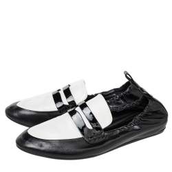 Lanvin Monochrome Leather Penny Scrunch Loafers Size 36