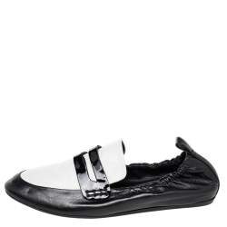Lanvin Monochrome Leather Penny Scrunch Loafers Size 36