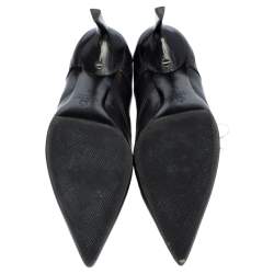 Pre Owned Lanvin Black Leather Pointed Toe Ankle Booties Size 39