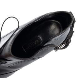 Pre Owned Lanvin Black Leather Pointed Toe Ankle Booties Size 39