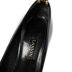 Pre Owned Lanvin Black Patent Leather Pointed Toe Pumps Size 38.5