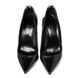 Pre Owned Lanvin Black Patent Leather Pointed Toe Pumps Size 38.5
