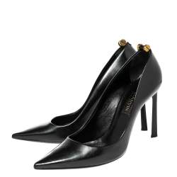Pre Owned Lanvin Black Patent Leather Pointed Toe Pumps Size 38.5