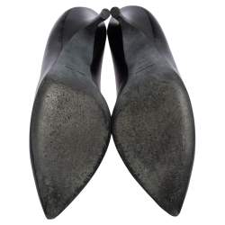 Pre Owned Lanvin Black Leather Pointed Toe Pumps Size 39.5