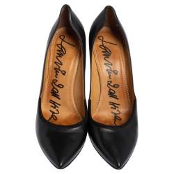Pre Owned Lanvin Black Leather Pointed Toe Pumps Size 39.5