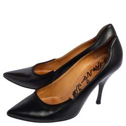 Pre Owned Lanvin Black Leather Pointed Toe Pumps Size 39.5