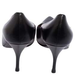 Pre Owned Lanvin Black Leather Pointed Toe Pumps Size 39.5