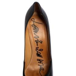 Pre Owned Lanvin Black Leather Pointed Toe Pumps Size 39.5