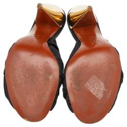 Lanvin Black Satin Knot Slide Sandals Size 37.5