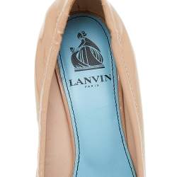 Lanvin Beige Patent Leather Wedge Pumps Size 36.5