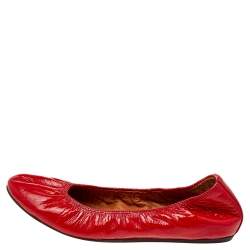 Pre Owned Lanvin Red Patent Leather Ballet Flats Size 38