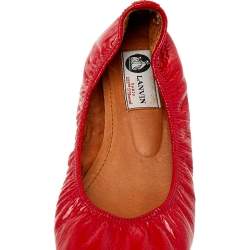 Pre Owned Lanvin Red Patent Leather Ballet Flats Size 38