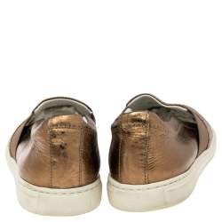 Lanvin Metallic Gold Leather Slip On Sneakers Size 37