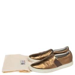 Lanvin Metallic Gold Leather Slip On Sneakers Size 37