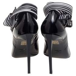 Pre Owned Lanvin Black Patent Leather Logo Slingback Pointed Toe Pumps Size 40