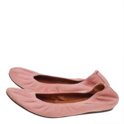 Pre Owned Lanvin Pink Leather Scrunch Ballet Flats Size 38
