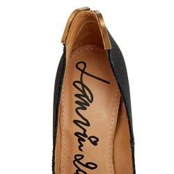 Pre Owned Lanvin Black Satin Pointed Toe Pumps Size 37