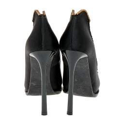 Pre Owned Lanvin Black Satin Pointed Toe Pumps Size 37