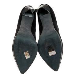 Pre Owned Lanvin Black Satin Pointed Toe Pumps Size 37