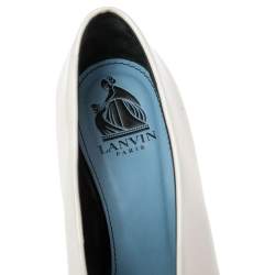 Pre Owned Lanvin White Leather V Neck Pumps Size 40